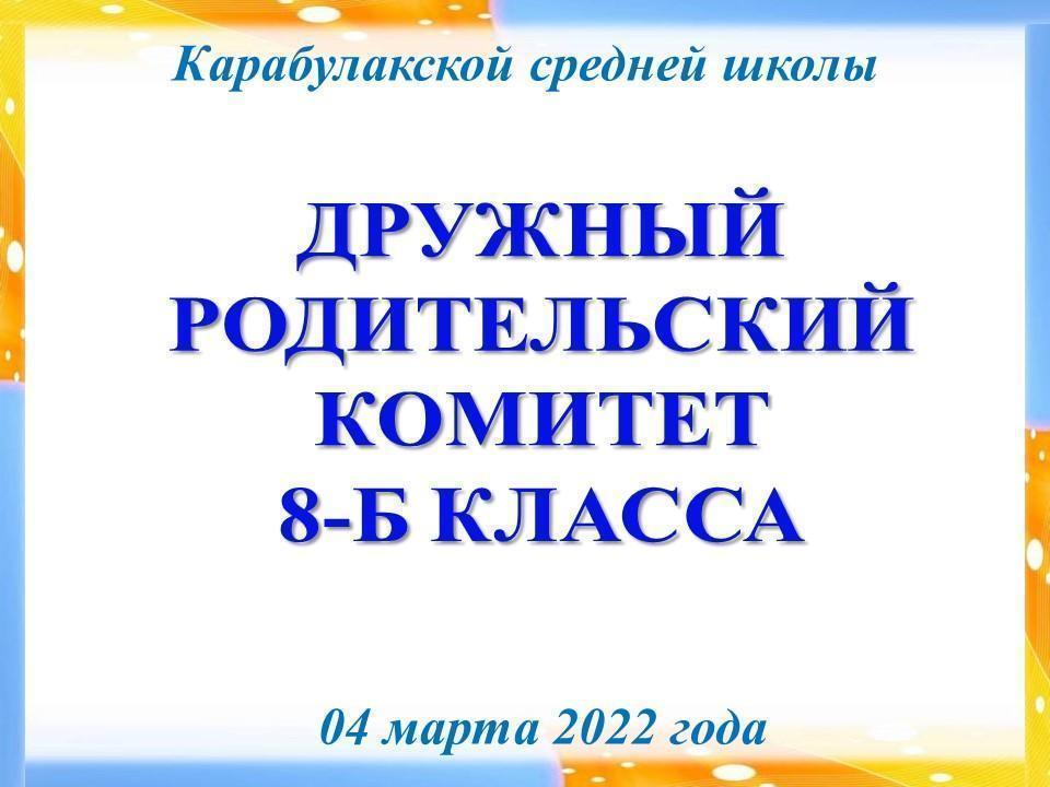 ДРУЖНЫЙ  РОДИТЕЛЬСКИЙ КОМИТЕТ 8-Б КЛАССА