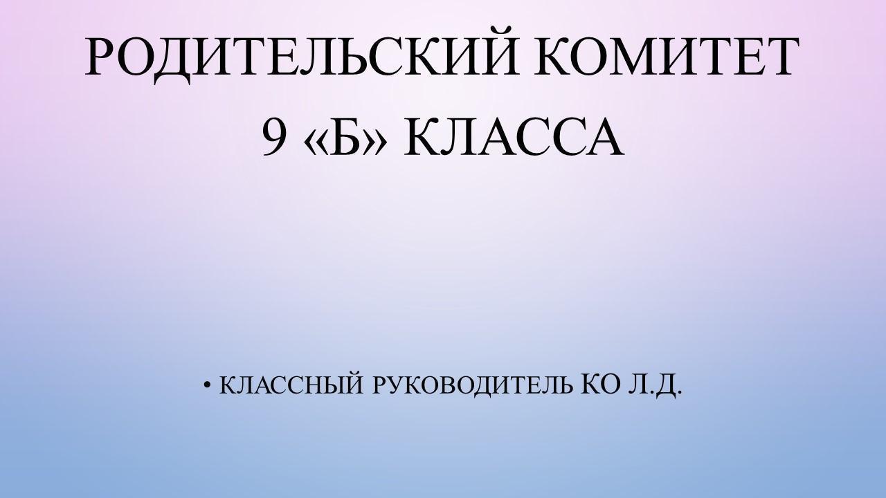 РОДИТЕЛЬСКИЙ КОМИТЕТ  9 «Б» КЛАССА
